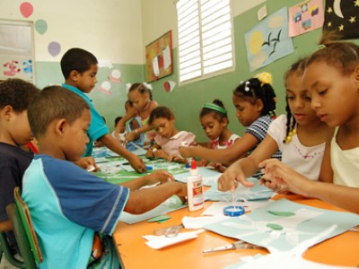 group of children working on art projects