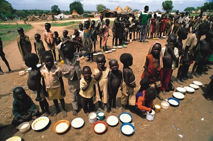 line of children getting ready to eat