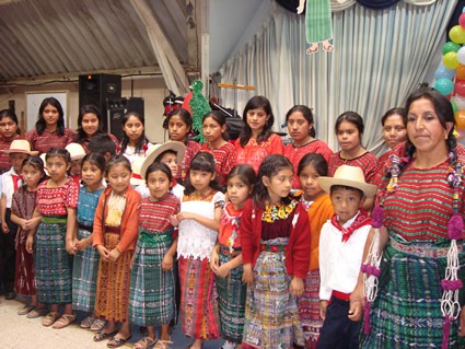 group of Guatemalan children posing for camera