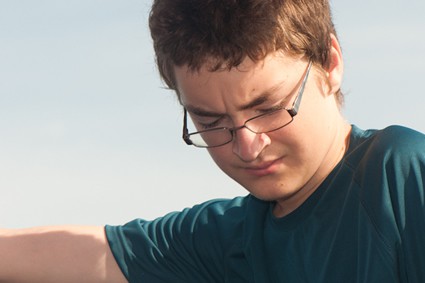 boy wearing glasses