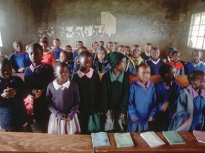 Kenyan schoolchildren in classroom