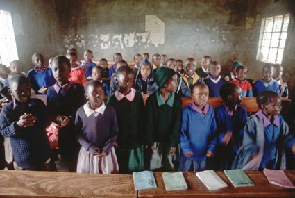 Kenyan schoolchildren in classroom
