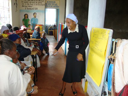 woman giving instruction to a group of women