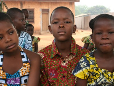 children wearing colorful print clothing