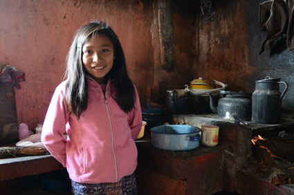 young Guatemalan girl in kitchen