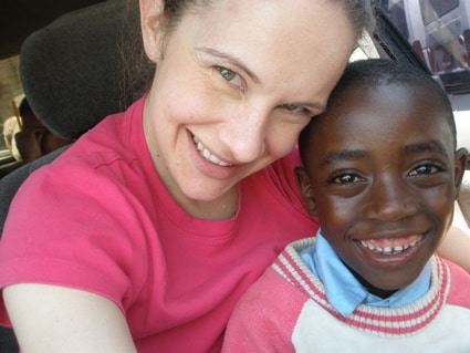 woman sitting with a boy