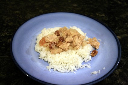 chicken curry and rice on a plate