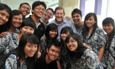 Wess Stafford with group of students