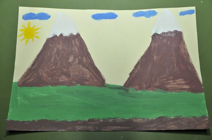 child's drawing of mountains