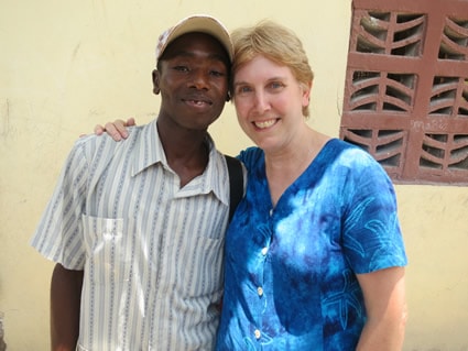 man and woman smiling