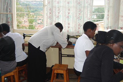 Group of Rwandan women in tailoring class