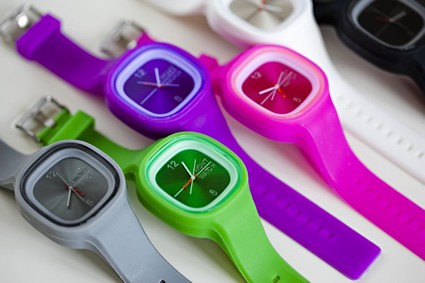 row of colorful watches