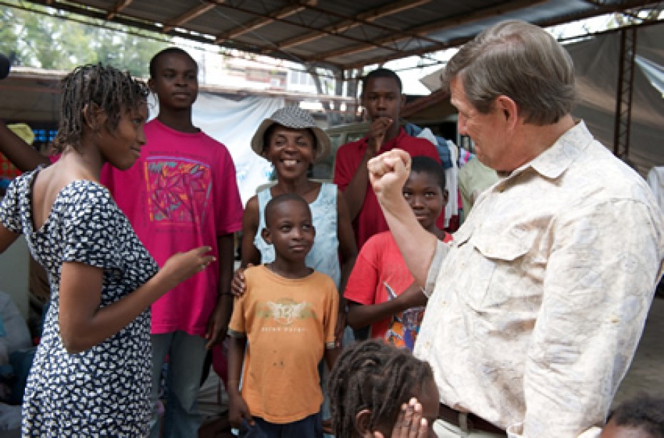 Wess Stafford with Haitian family
