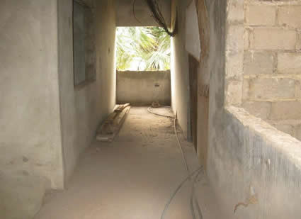 interior of unfinished home in Ghana