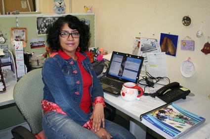 woman at her desk