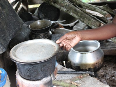 pans on a stove