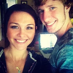 Lady and man in front of a computer.