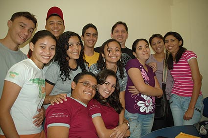 large group of young people smiling