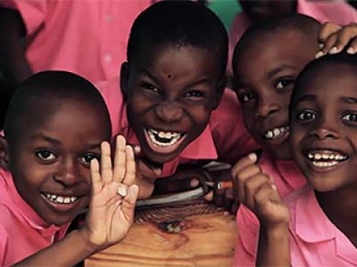 group of smiling Haitian children
