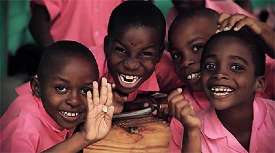 group of smiling Haitian children