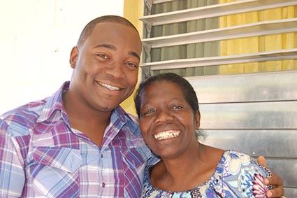 young man and woman smiling