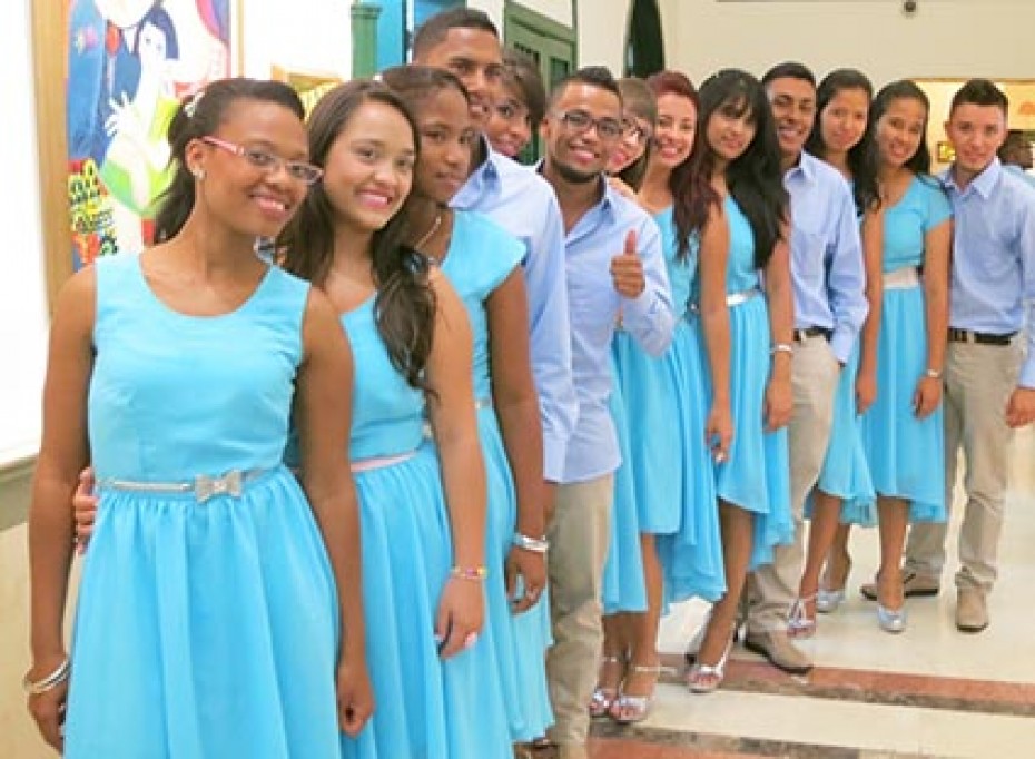 group of young people in Colombia posing for camera