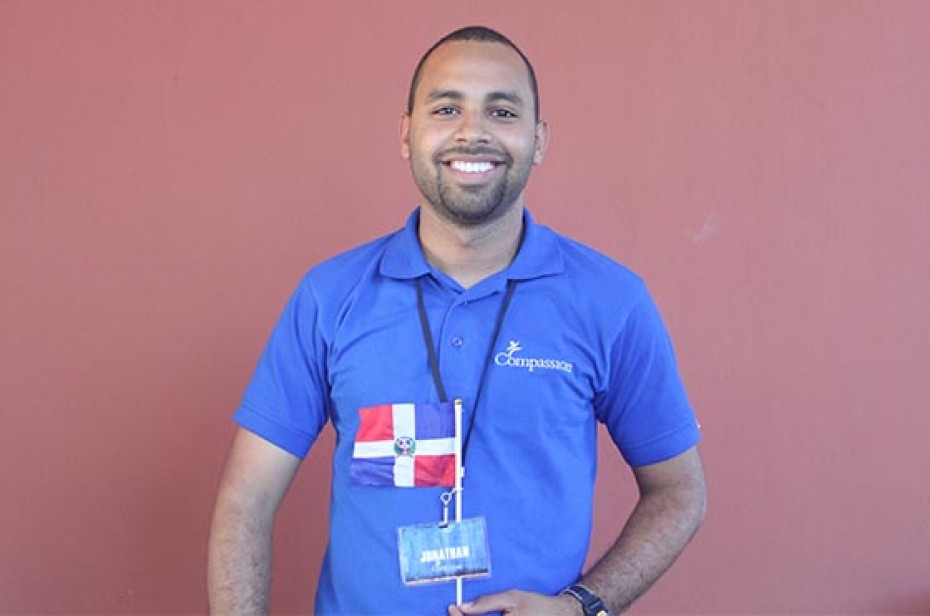 man holding Dominican flag