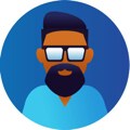 An illustration of a man with a beard and glasses.