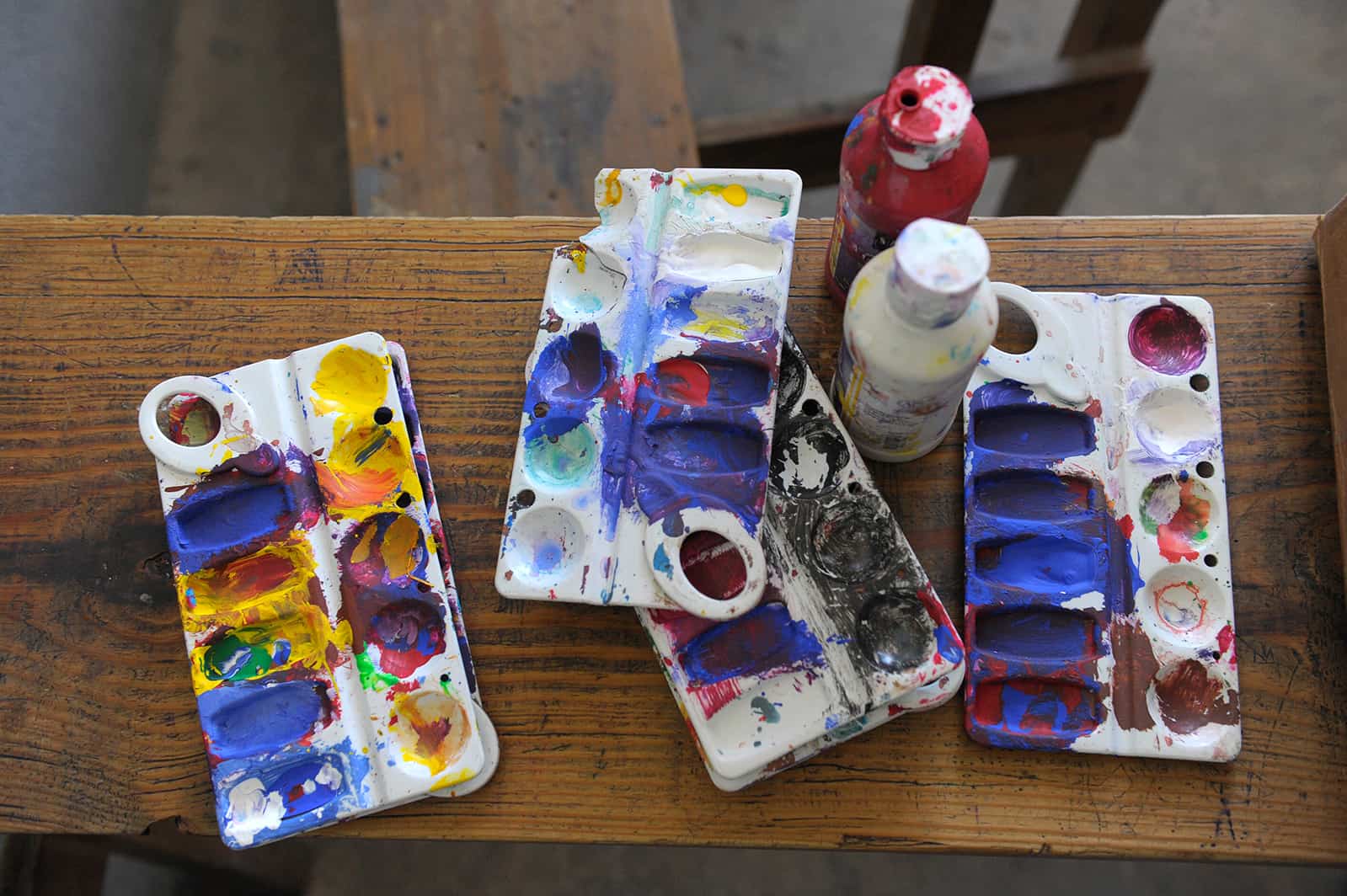 Well loved craft supplies on a table