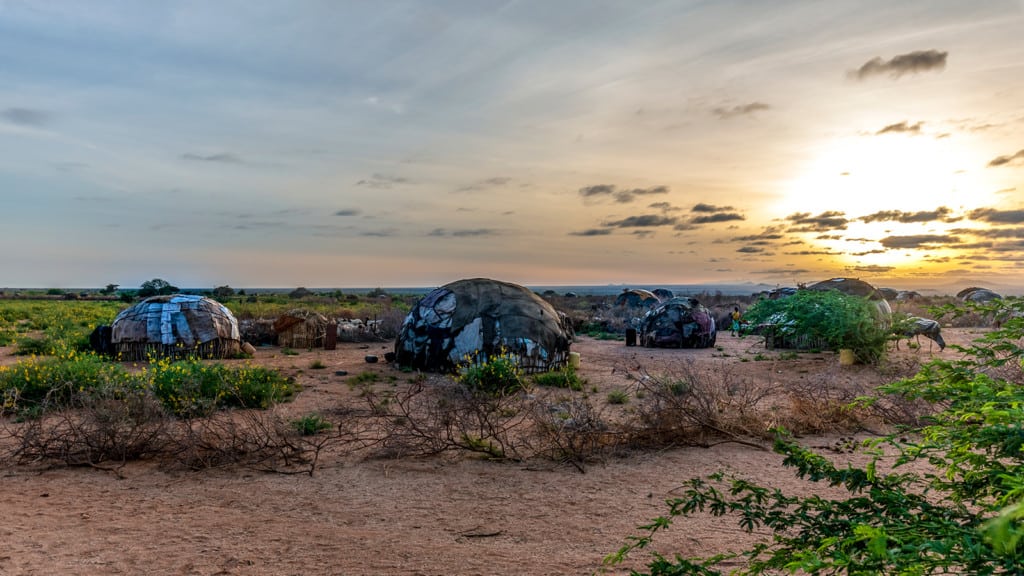 Skin covered hut in rural Kenya