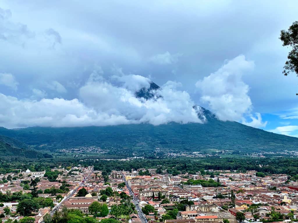 Antigua, Guatemala with volcano