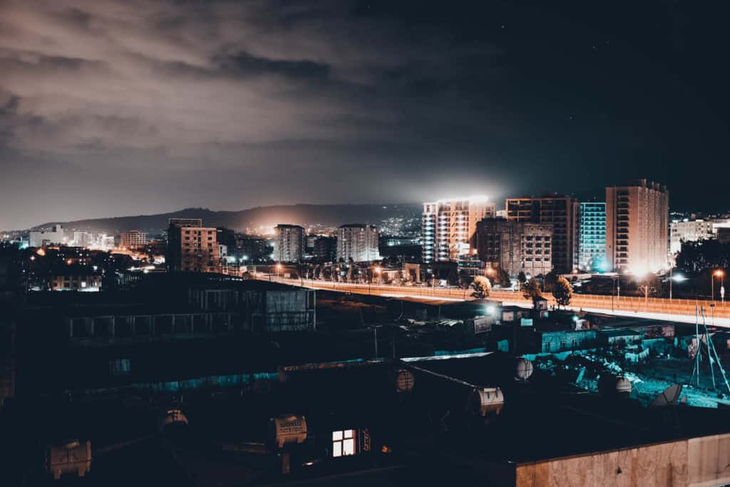The city of Addis Ababa, Ethiopia at night