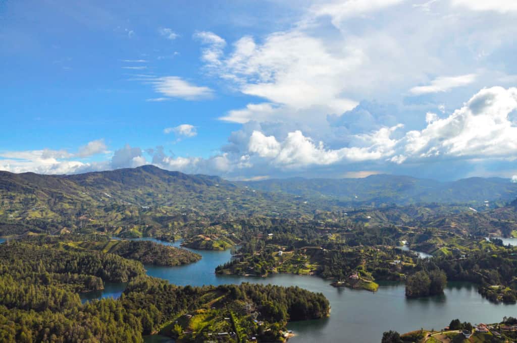 Aerial photograph of Guatape, Colombia