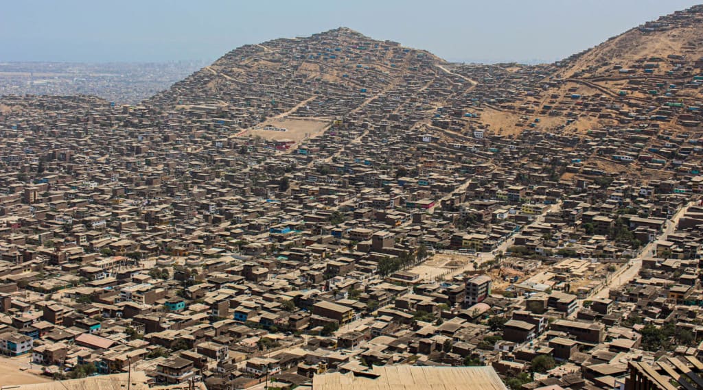 Panoramic view of San Juan de Lurigancho district in the city of Lima.