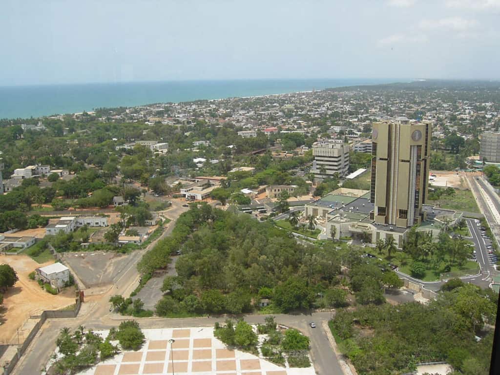 Aerial view of a city in Togo.