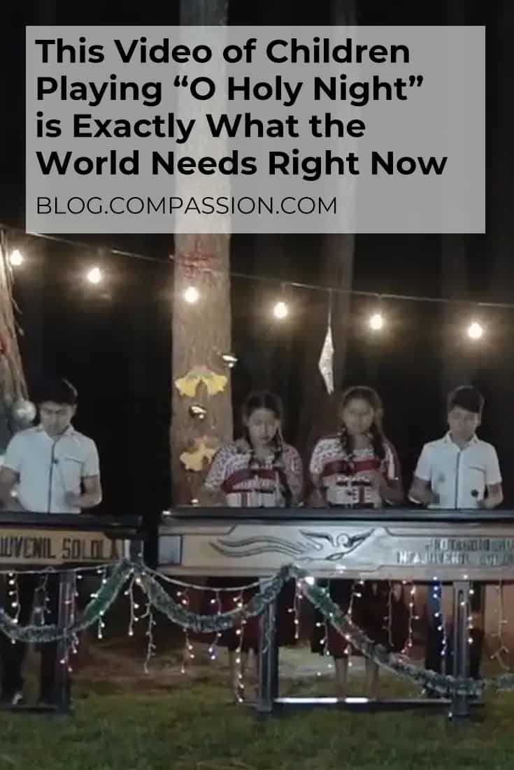 Children in Guatemala playing O Holy Night on xylophones.