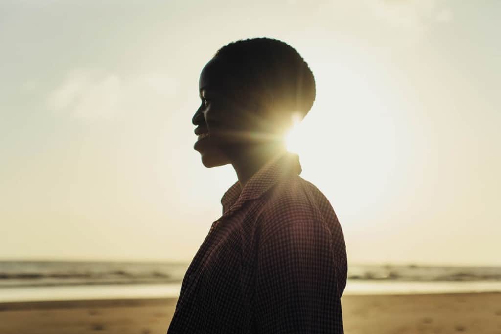 Silhouette of a woman's profile.